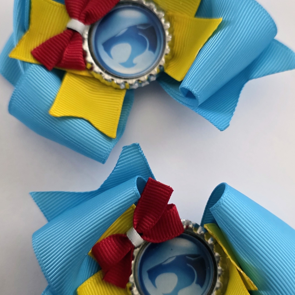 Vibrant Blue and Yellow Kids Hair Bows